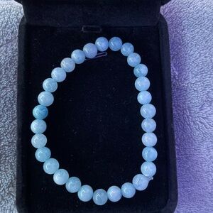 Pastel Blue Bracelet with Smooth Beads and Classic Design